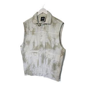 Zara Men's Denim Sage & White Tie Dye Vest Oversized Small/Medium